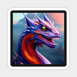 Blue, Red, and Purple Spiked Dragon Magnet