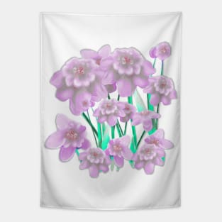 Soft Lilac Flowers and Dew Drops Tapestry