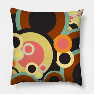 Groovy Retro circles pattern Abstract Mid Century color palette Pillow