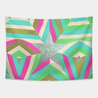 Bright Mint Stars Tapestry