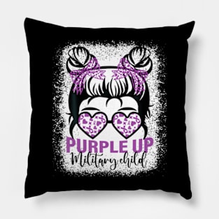 Purple Up For Military Kids Military Child Month Messy Bun Pillow