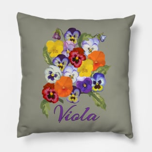 Viola flowers-Vintage Viola-Viola Spring flower Pillow