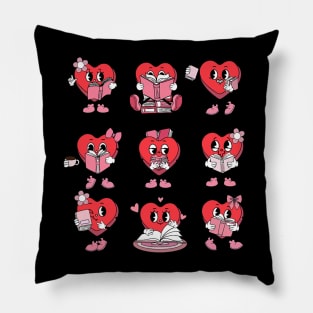 Cute Heart Reading A Book Valentines Day Teacher Book Lovers Pillow