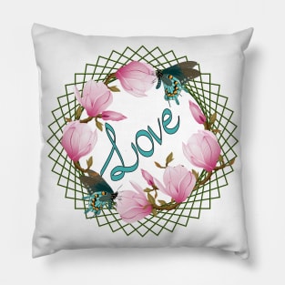 Love - Magnolia And Butterflies Pillow