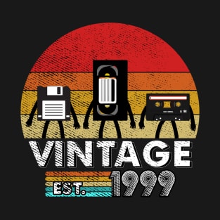 Vintage 1999 Floppy Disk VHS Cassette Tape 80s 90s birthday T-Shirt