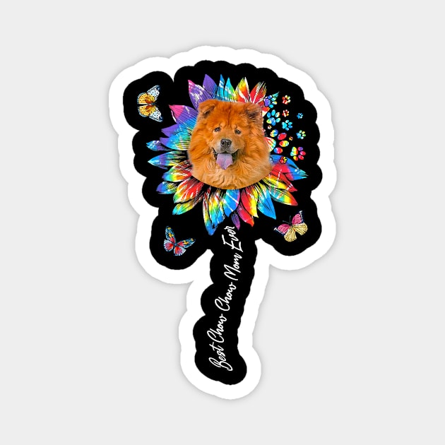 Best Chow Chow Mom Ever Sunflower Tie Dye Magnet by eldridgejacqueline