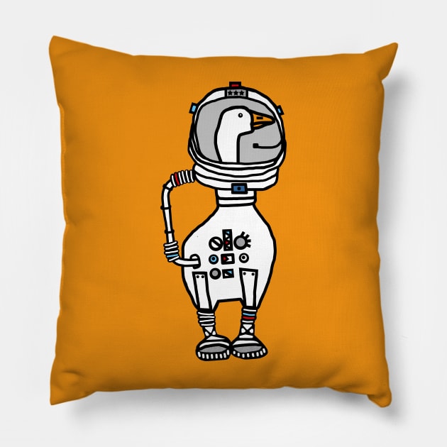 Space Goose Sci Fi Astronaut Pillow by ellenhenryart