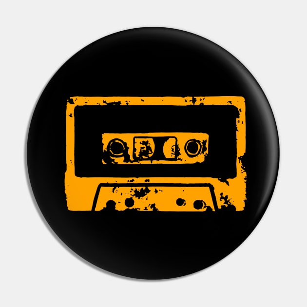 Orange Cassette Tape Pin by LordNeckbeard