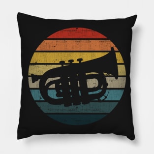 Baritone Silhouette On A Distressed Retro Sunset design Pillow