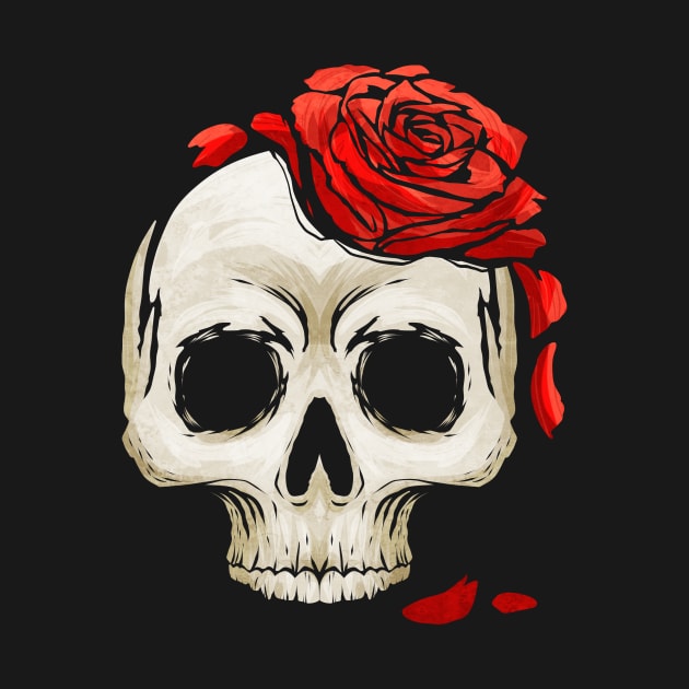 Skull with Rose Creepy but Funny Halloween by SinBle