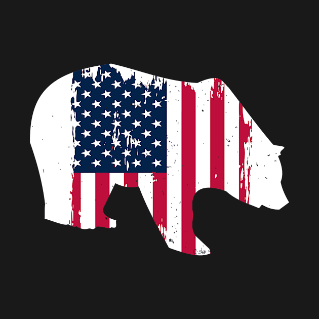 American USA  Flag Grizzly Brown Bear Hunter Nature Conservation Wildlife Outdoors by twizzler3b