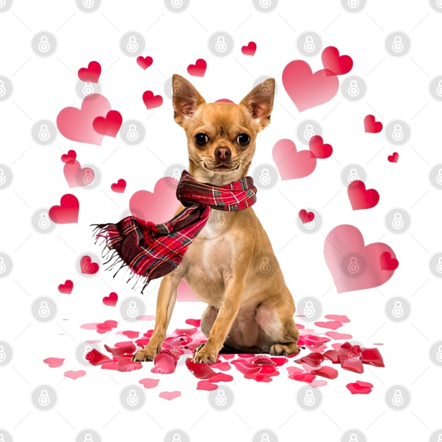 Tan Chihuahua Hearts Love Happy Valentine's Day by cyberpunk art