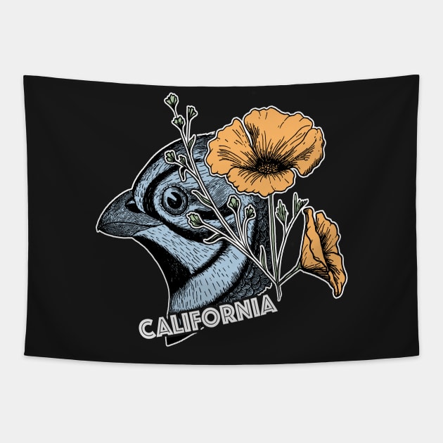 California State Bird and Flower Tapestry by encyclo