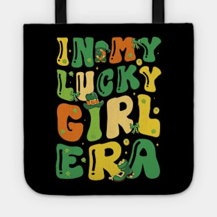 In My Lucky Girl Era Funny Saint Patrick Day Shamrock Groovy Tote