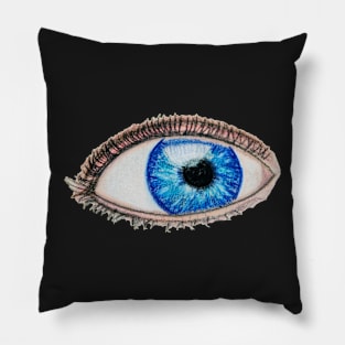 Blue eye with reflection Pillow