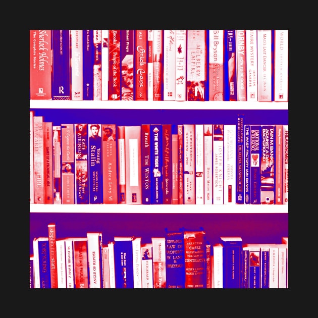 bookshelf in blue, purple and red by Sampson-et-al