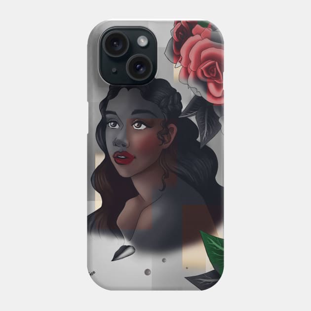 Black Girl with Roses Phone Case by Benita Alonso