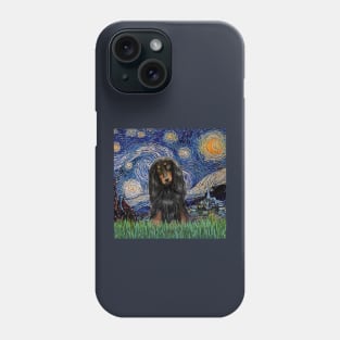 Starry Night (Van Gogh) Adapted to Feature a Long Haired Dachshund Phone Case