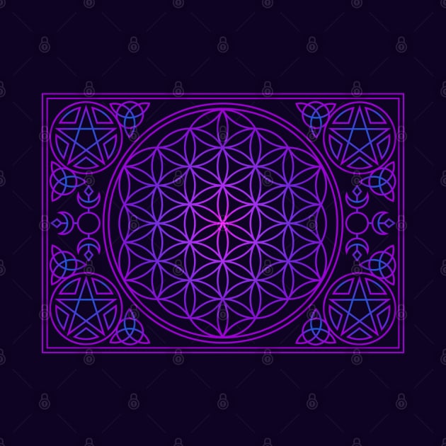 Flower of life Pink Purple and Blue by RavenWake