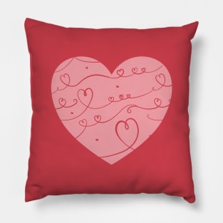 Big cute pink heart with doodle pattern. Pillow