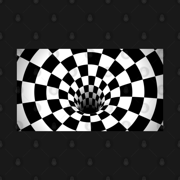 Optical Illusion Black Hole Checkerboard (Black/White) by BJORLIE