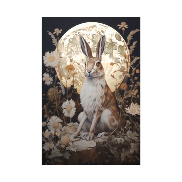 Hare, Pagan Hare, Pagan Art, Moon, Animal, by thewandswant