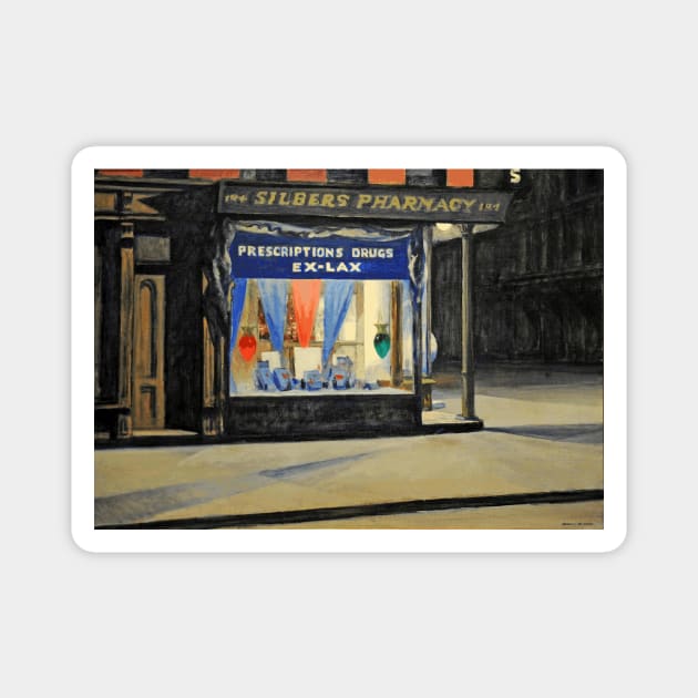 High Resolution Edward Hopper Drug Store 1927 Magnet by tiokvadrat