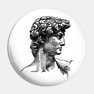 Michelangelo's David Greek Head Mythology Vintage Illustration Line Art Pin