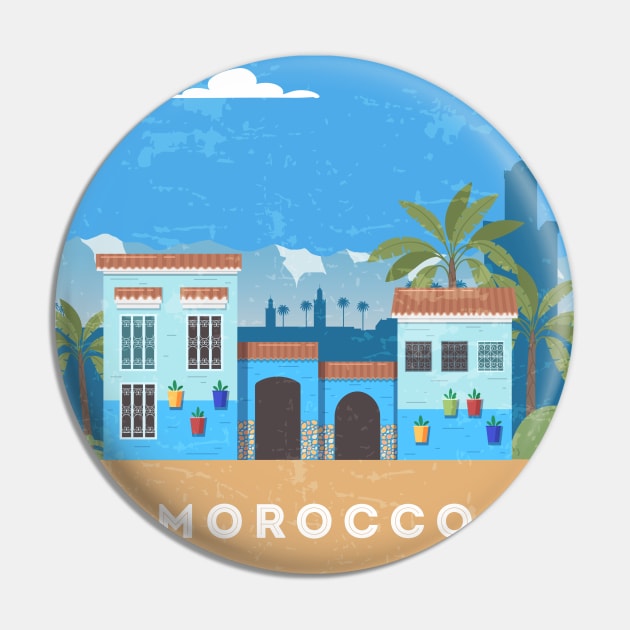 Chefchaouen, Morocco - Retro travel minimalist poster Pin by GreekTavern