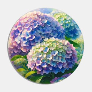 Vibrant Hydrangea flowers Decor - Watercolor Flower Pin