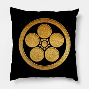 Gold Maruni Umebachi Kamon Pillow