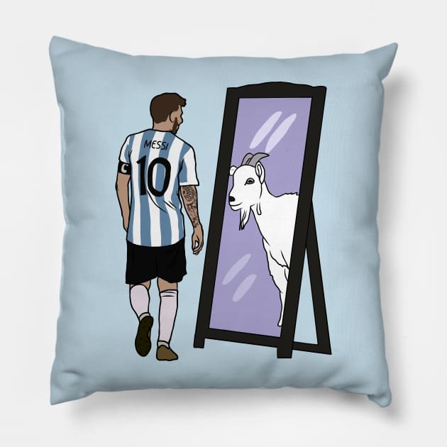 Leo Messi Mirror GOAT Pillow by rattraptees