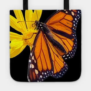 Orange Monarch Butterfly Yellow Flower Tote