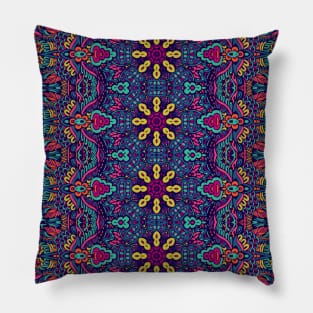 Colorful Mosaic Aztec Pattern Indian Mexican Ethnic Oriental Rug Pillow