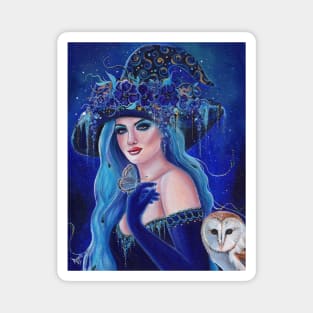 Charmed witch with owl by Renee  L. Lavoie Magnet