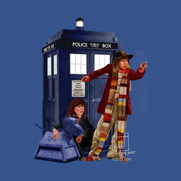 4th Doctor, Sarah Jane, K-9 and the TARDIS by mjartscom