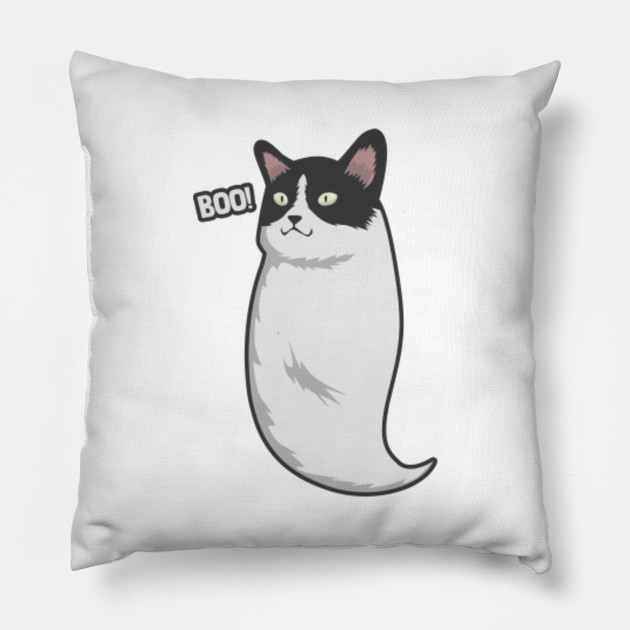 Ghost Cat Funny Vintage Halloween Costume Halloween Pillow