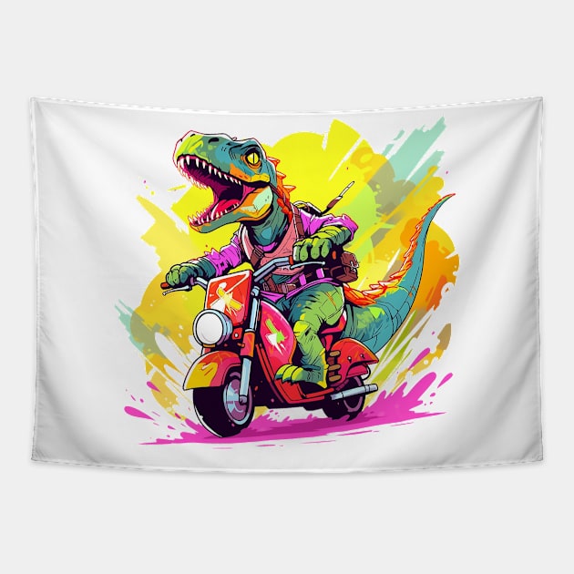 dino rider Tapestry by lets find pirate