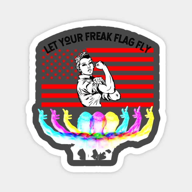 Let Your Freak Flag Fly (woman cartoon muscle power) Magnet by PersianFMts