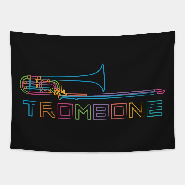 Rainbow Trombone Tapestry by evisionarts