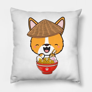 Funny Corgi Eating Ramen Pillow