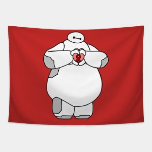 Health Care Robot Holding Awareness Ribbon (Red) Tapestry