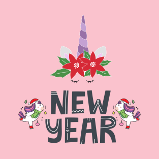 New Year Unicorns - Flowers T-Shirt