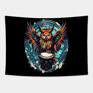 Owl And Drum Tapestry