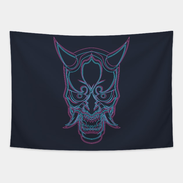 Neon Demon Skull Tapestry by JHughesArt