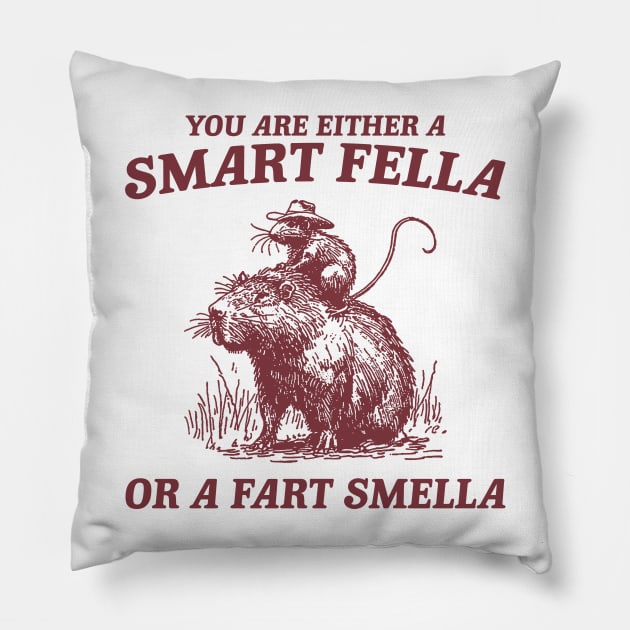 Are You A Smart Fella Or Fart Smella Vintage Shirt, Funny Rat Riding Cabybara Pillow by ILOVEY2K