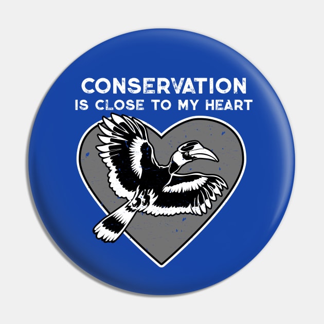 Great Hornbill Conservation Heart Pin by Peppermint Narwhal