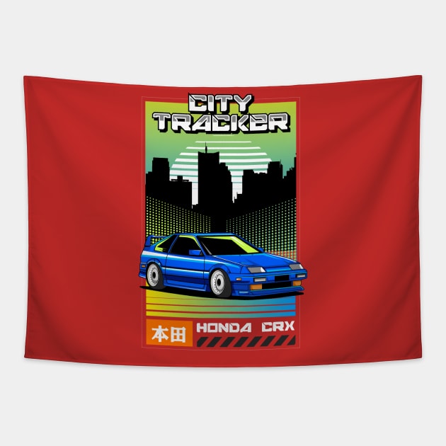 Vintage Honda CRX Tapestry by Harrisaputra