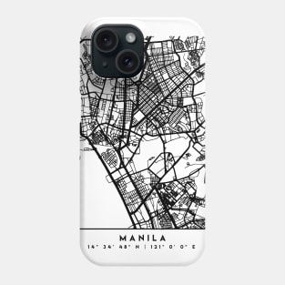 MANILA PHILIPPINES BLACK CITY STREET MAP ART Phone Case