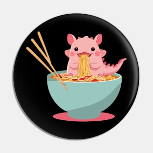 cute Axolotl Eating Ramen Noodles adorable Pin